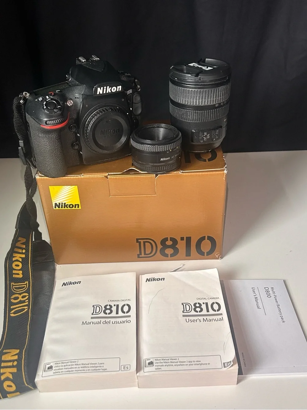 Nikon D810 DSLR with Black Body and Black Lenses